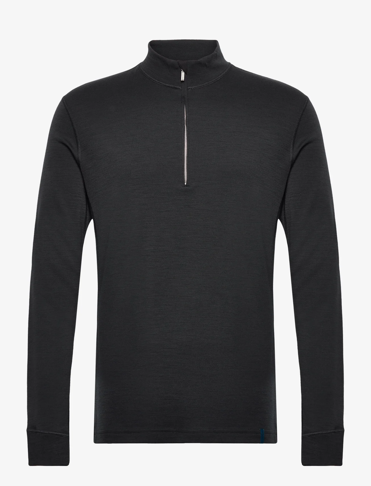 Panos Emporio - Wool/Bamboo Half Zip Sweater - pyjama tops - black - 1