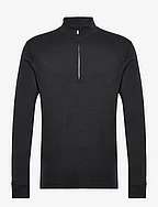 Wool/Bamboo Half Zip Sweater - BLACK