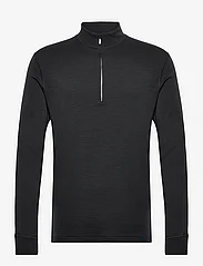 Panos Emporio - Wool/Bamboo Half Zip Sweater - pyjamashirts - black - 1