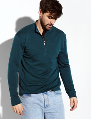 Panos Emporio - Wool/Bamboo Half Zip Sweater - pižamos marškiniai - deep teal - 3