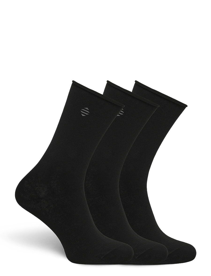Panos Emporio - 3pk Jessica Cotton Roll Top - almindelige strømper - black - 1