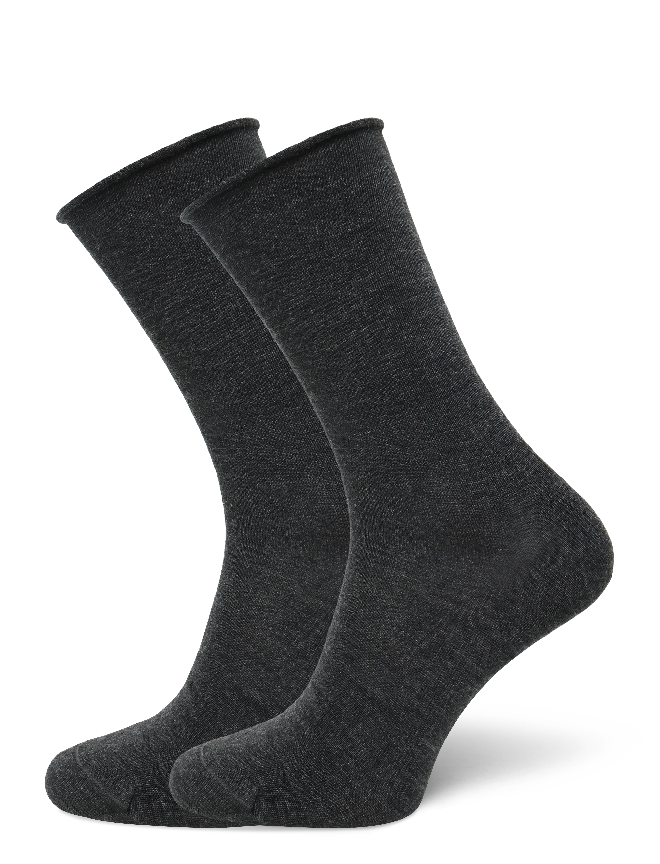 Panos Emporio 2Pk Jorann Wool Sock Roll Top, One Size(36-41), Grey, Sokker > Almindelige Sokker, Dame