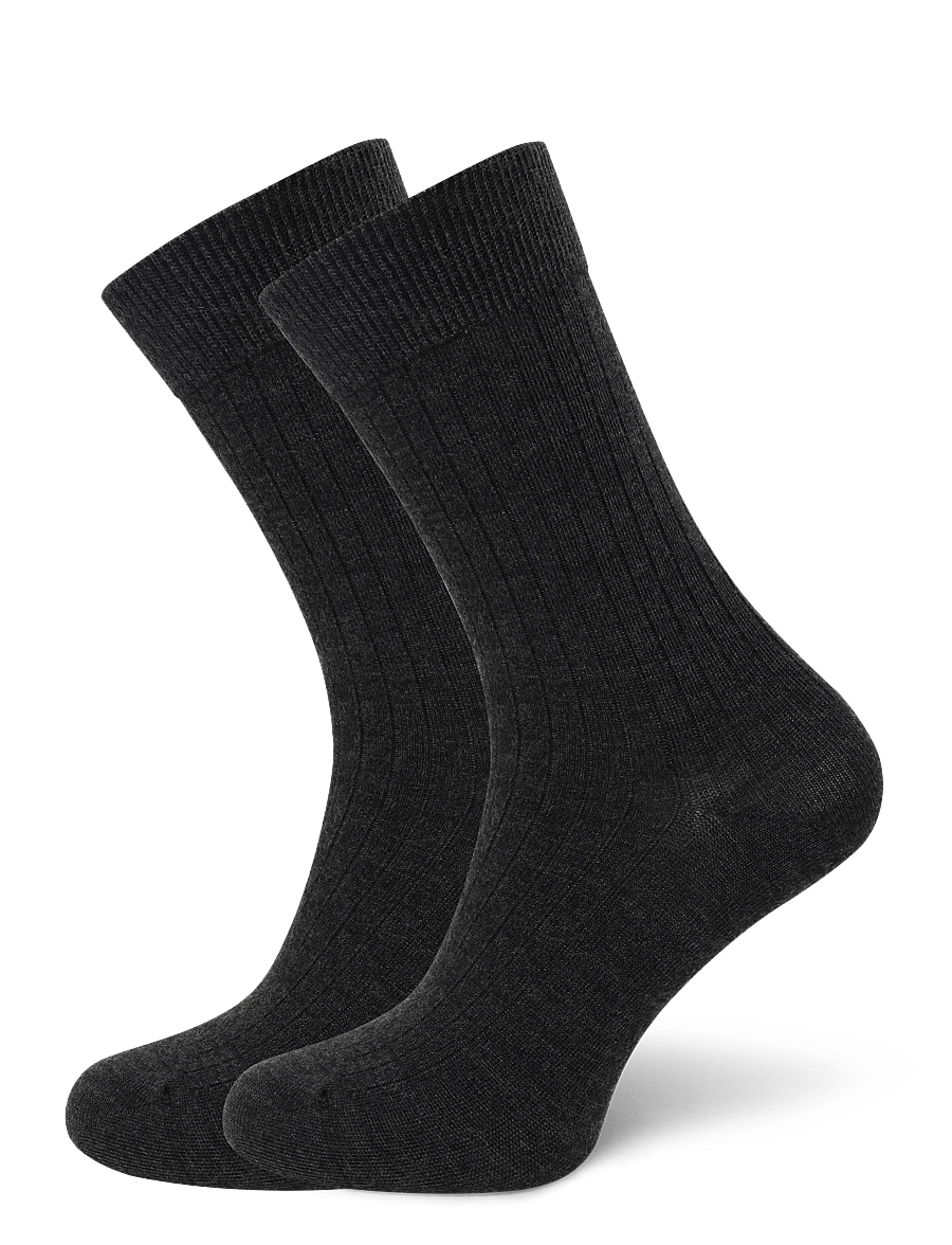 Panos Emporio - 2pk Tess Premium Mercerized Wool Ri - vanliga strumpor - antracite - 0