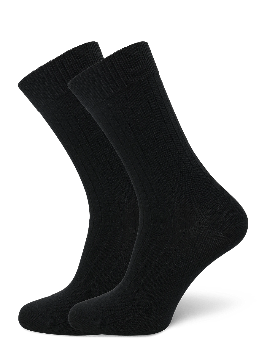 Panos Emporio - 2pk Tess Premium Mercerized Wool Ri - almindelige strømper - black - 0