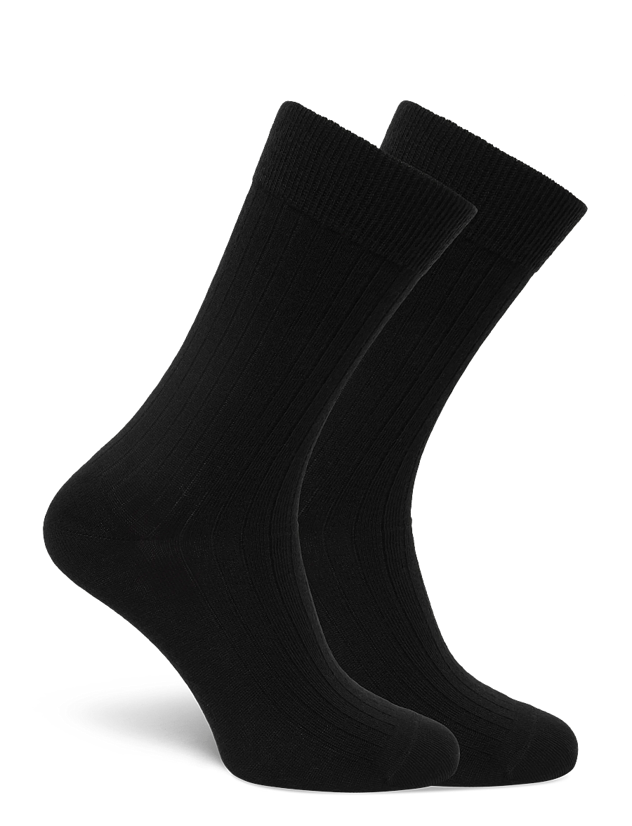 Panos Emporio - 2pk Tess Premium Mercerized Wool Ri - almindelige strømper - black - 1