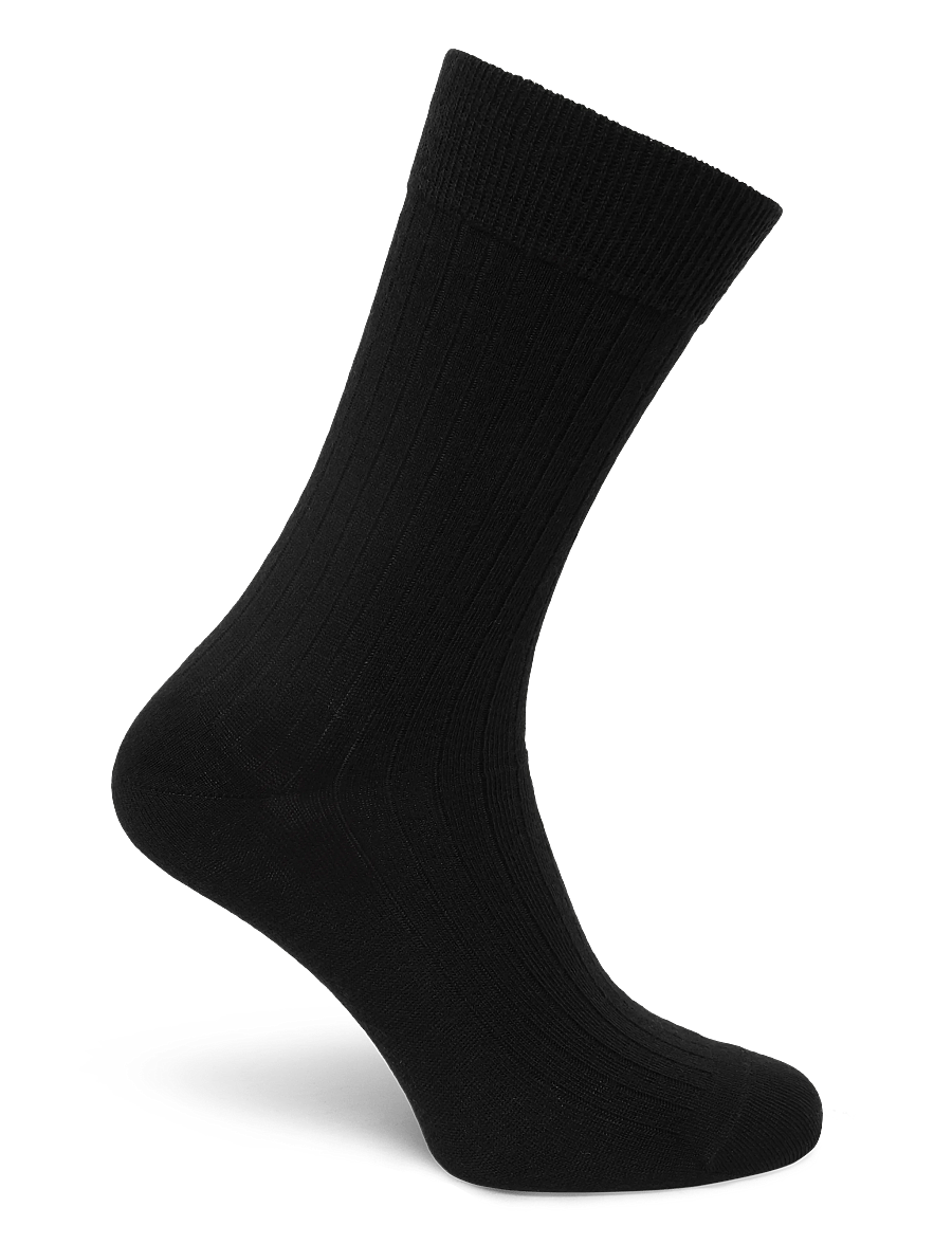 Panos Emporio - 2pk Tess Premium Mercerized Wool Ri - almindelige strømper - black - 2