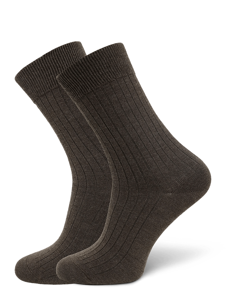 Panos Emporio - 2pk Tess Premium Mercerized Wool Ri - almindelige strømper - brown melange - 0
