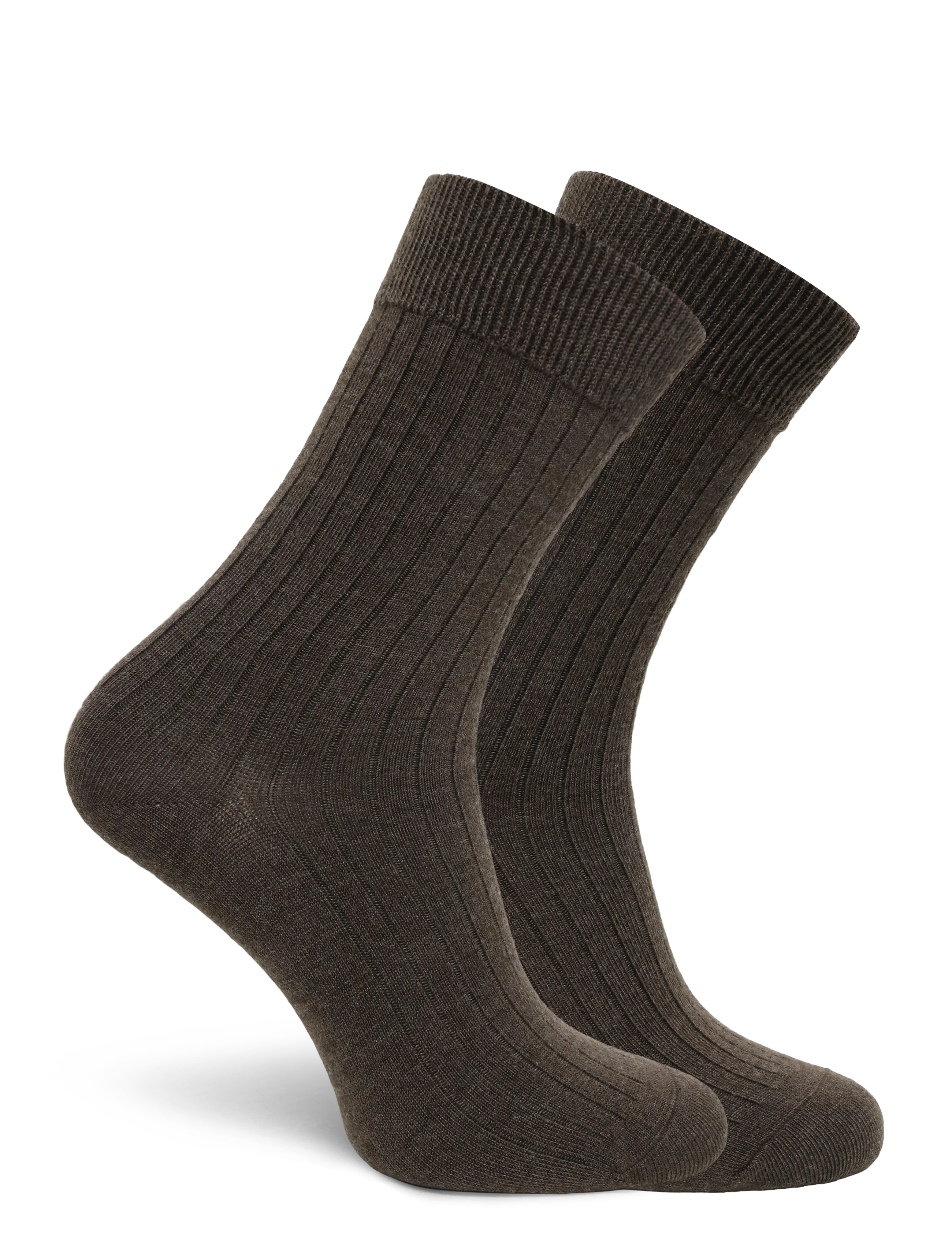 Panos Emporio - 2pk Tess Premium Mercerized Wool Ri - almindelige strømper - brown melange - 1