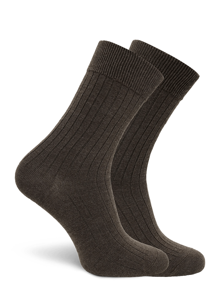 Panos Emporio - 2pk Tess Premium Mercerized Wool Ri - almindelige strømper - brown melange - 1