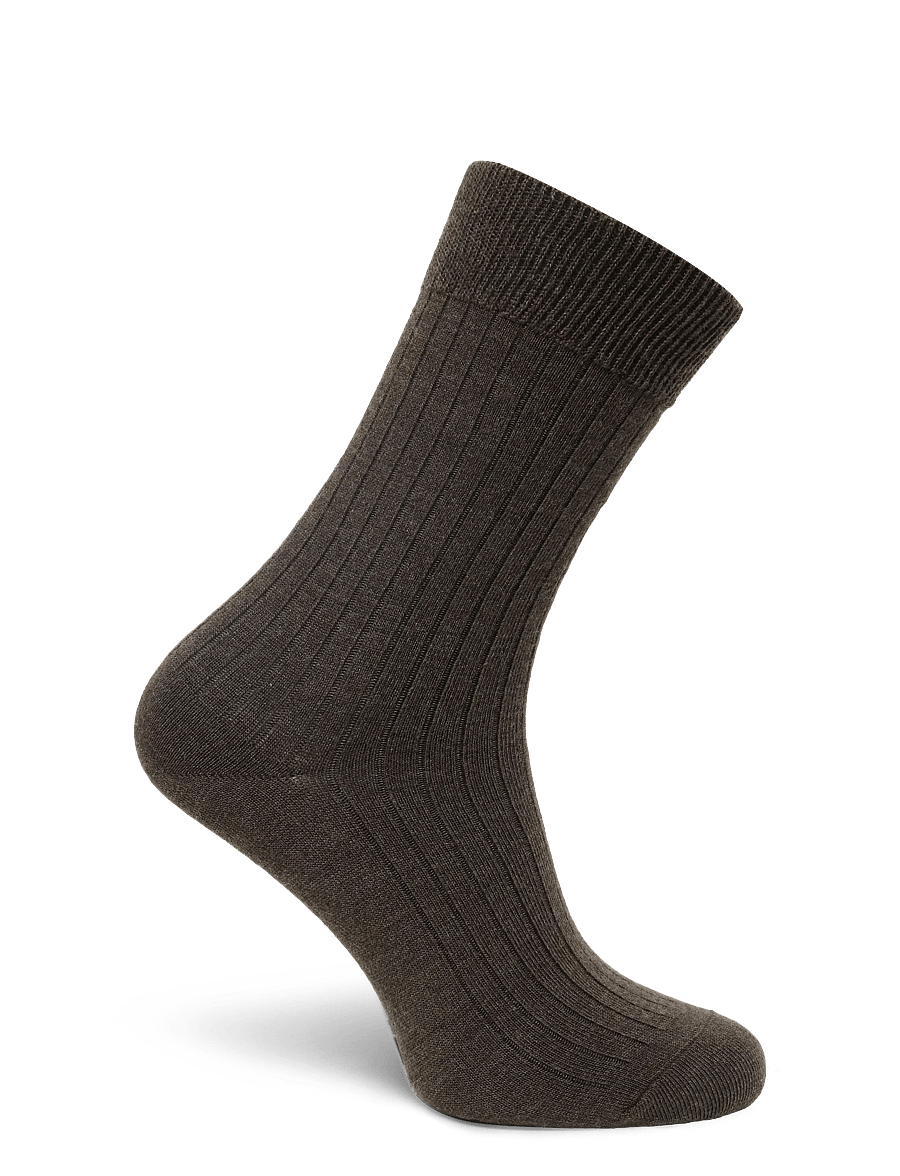Panos Emporio - 2pk Tess Premium Mercerized Wool Ri - almindelige strømper - brown melange - 2