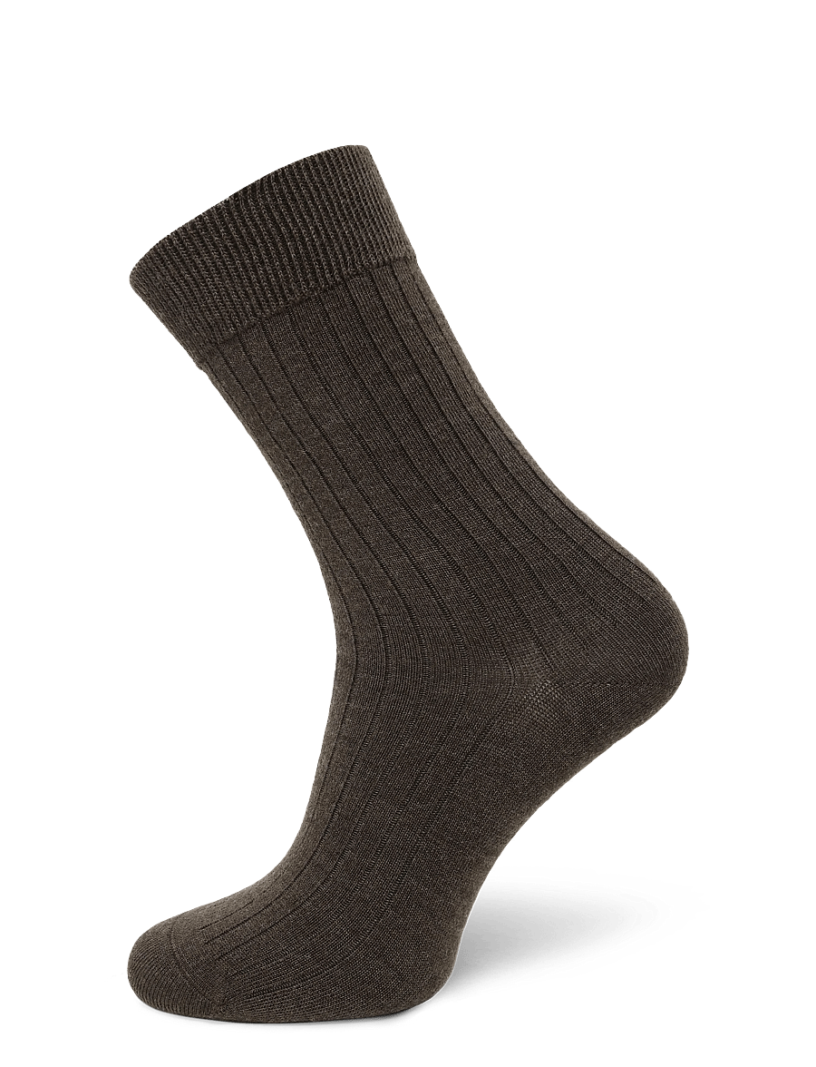 Panos Emporio - 2pk Tess Premium Mercerized Wool Ri - almindelige strømper - brown melange - 3