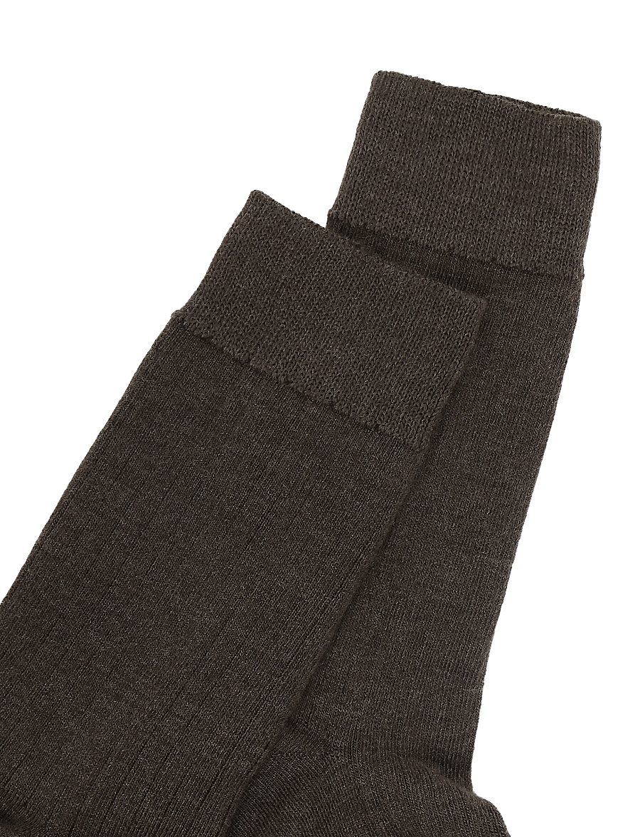 Panos Emporio - 2pk Tess Premium Mercerized Wool Ri - almindelige strømper - brown melange - 4