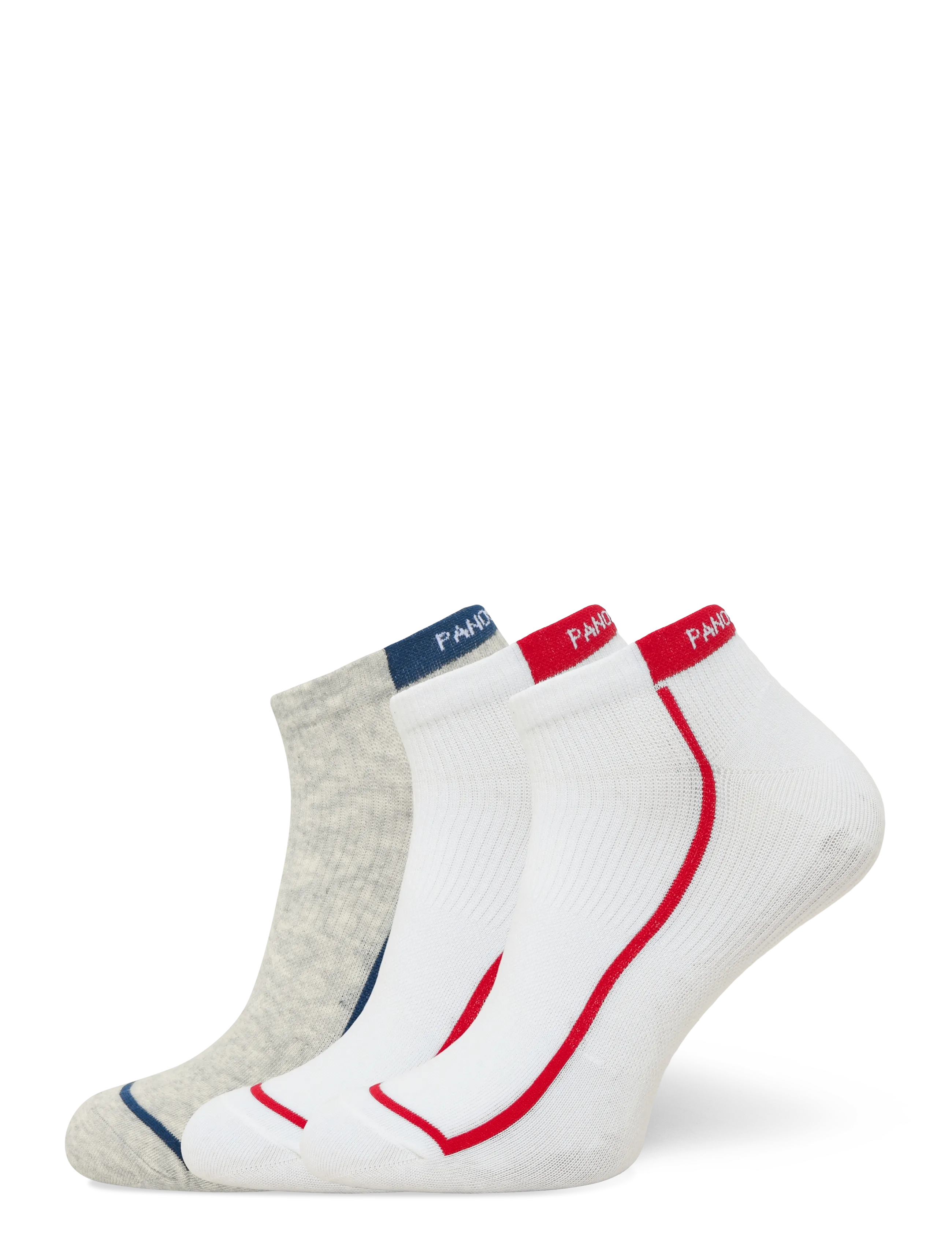 Panos Emporio 3Pk Racer Stripe Quarter, Kvinder, 3 Pak Racerstribe Kvartstrømper, Hvid, Str: ONE SIZE (36-40)