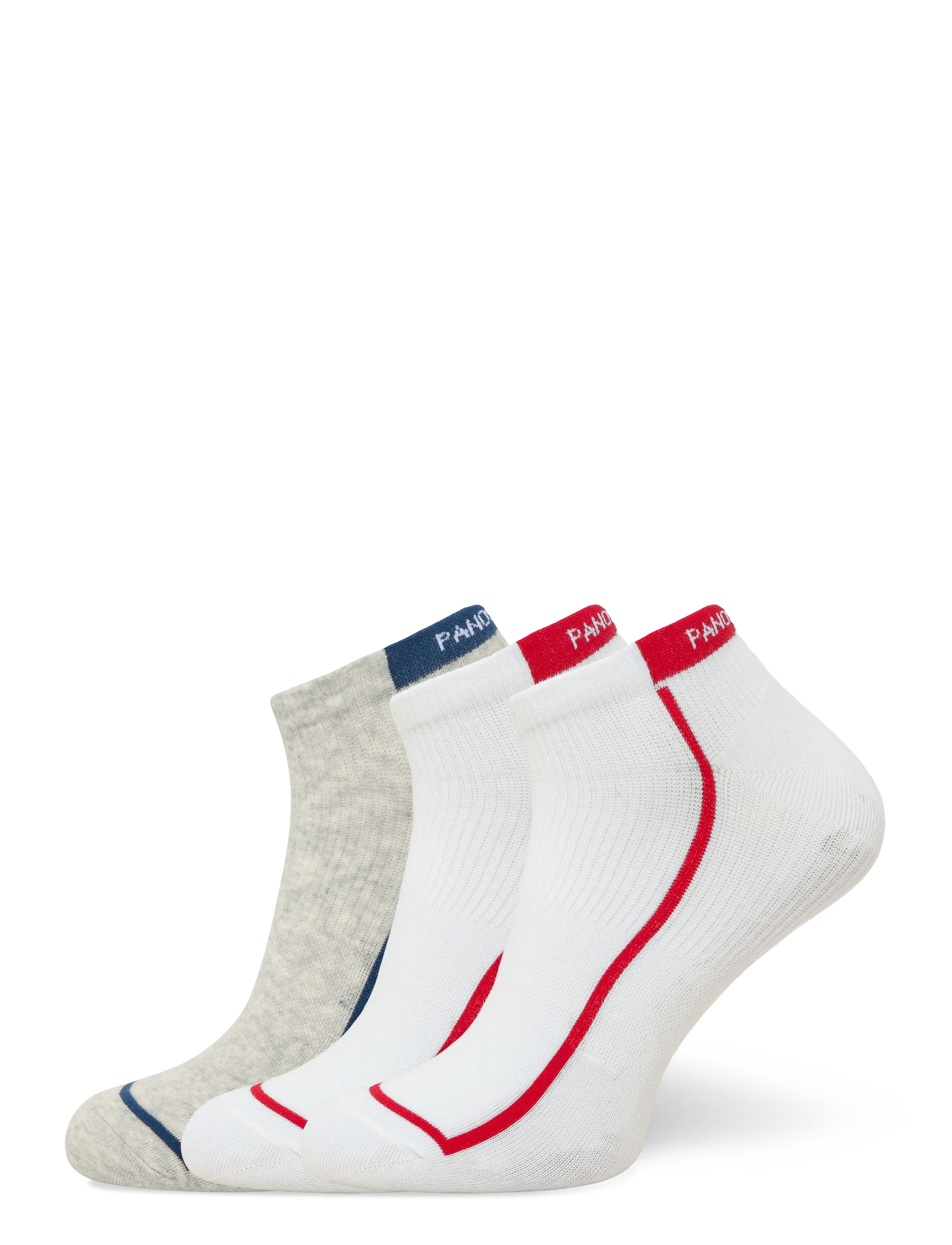 Panos Emporio 3pk Racer Stripe Quarter - Undertøj - WHITE/LIGHT GREY/WHITE / white