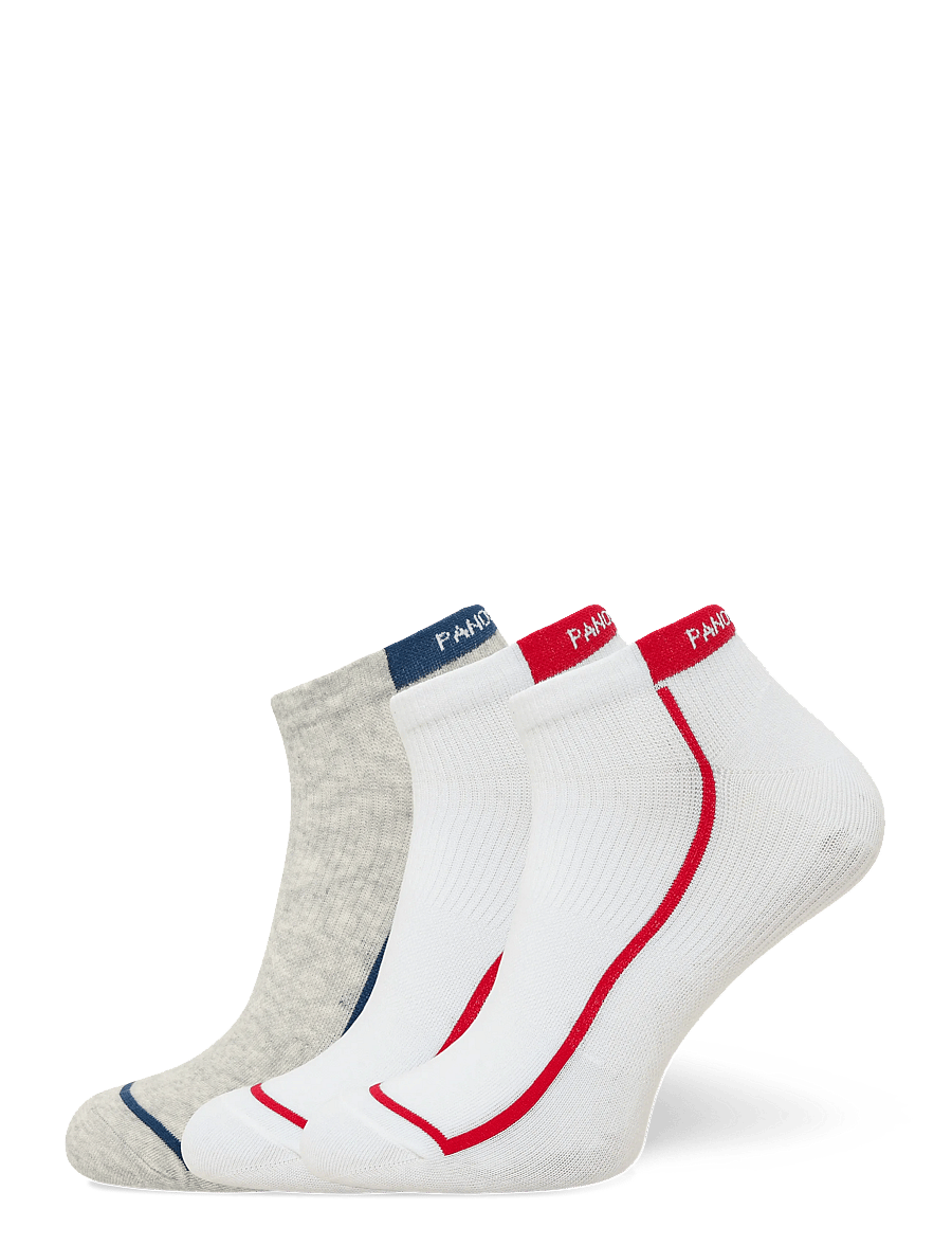 Panos Emporio - 3pk Racer Stripe Quarter - ankelstrømper - white/light grey/white - 0