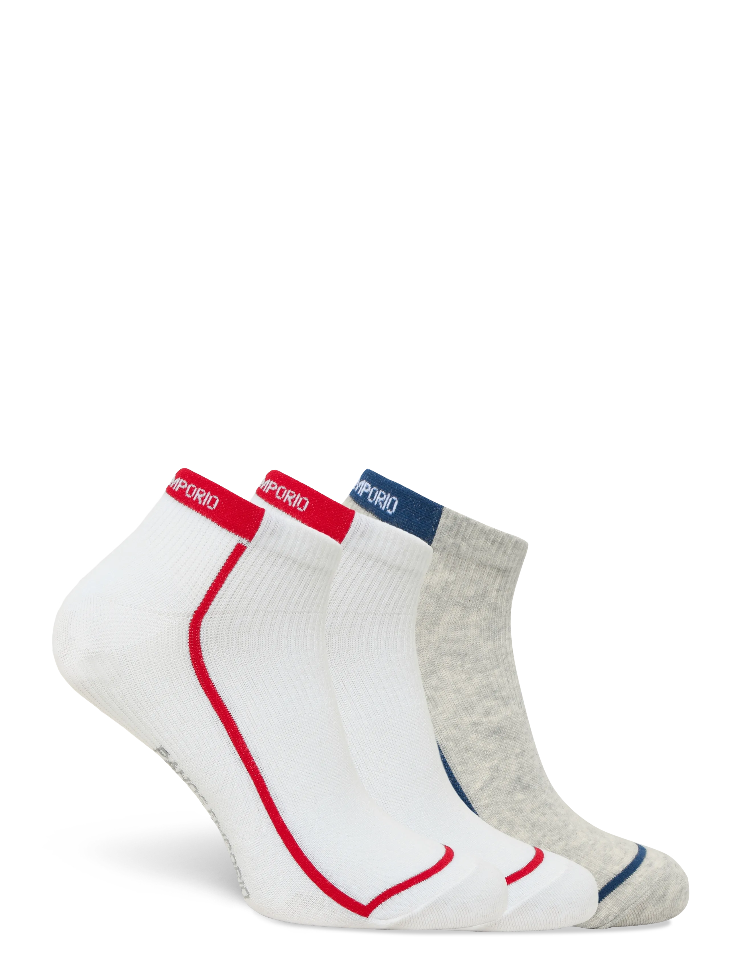 Panos Emporio - 3pk Racer Stripe Quarter - ankelstrømper - white/light grey/white - 1