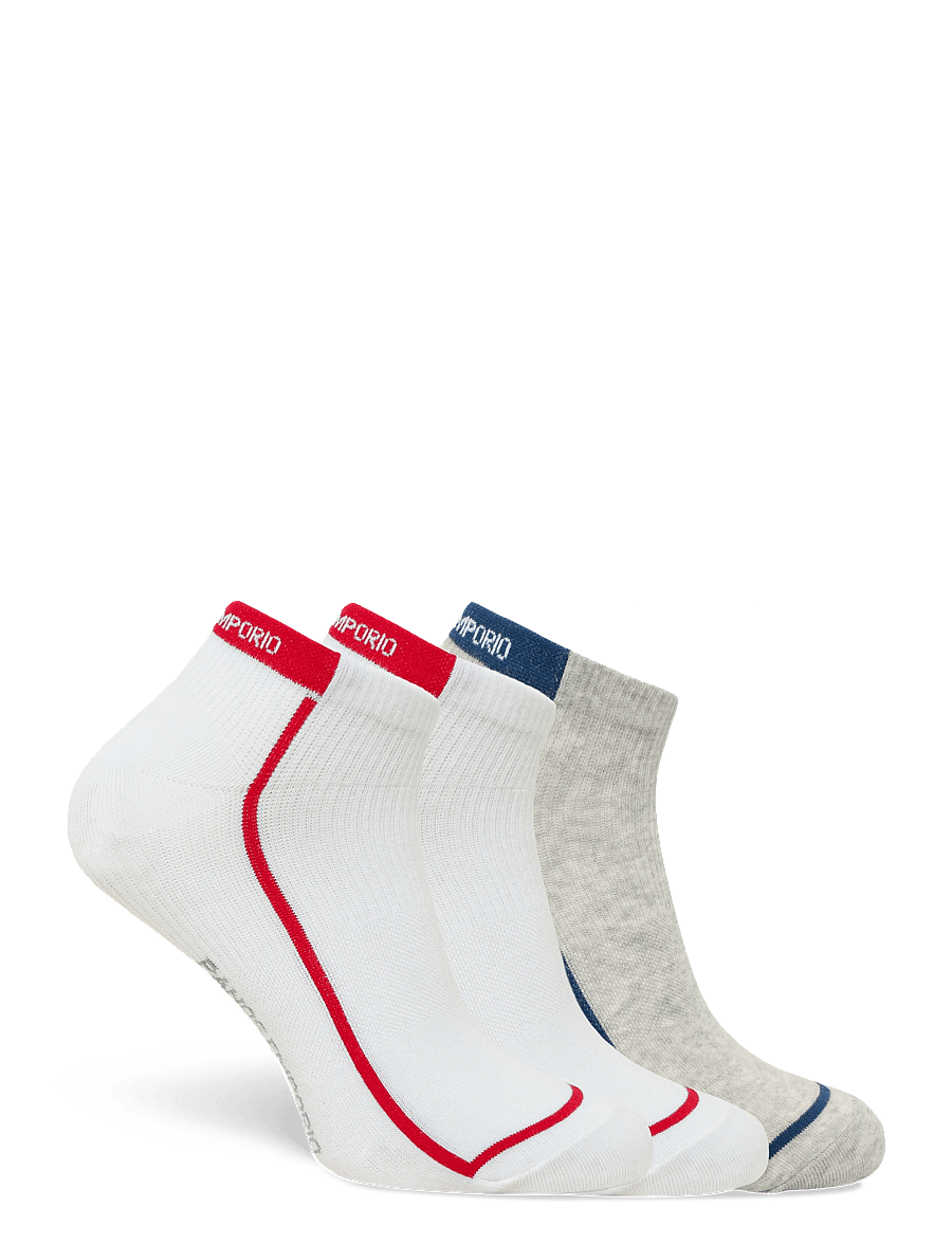 Panos Emporio - 3pk Racer Stripe Quarter - ankelstrømper - white/light grey/white - 1