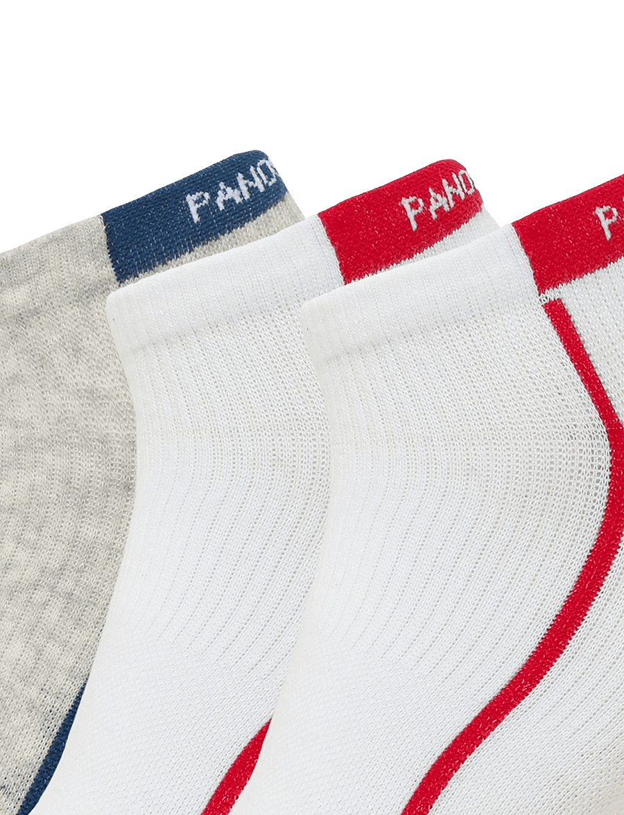 Panos Emporio - 3pk Racer Stripe Quarter - ankelstrumpor - white/light grey/white - 2