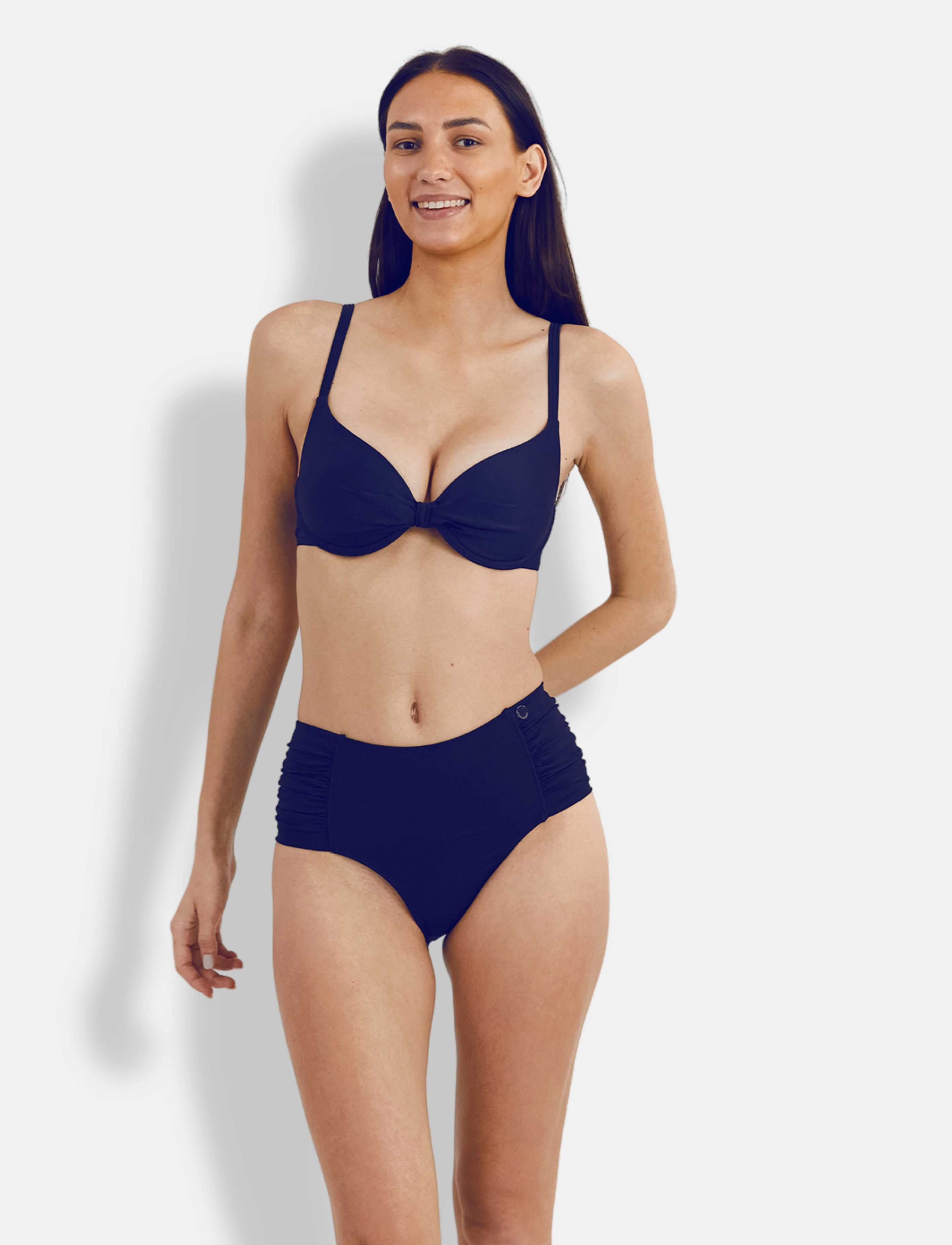 Panos Emporio Olympia Solid Btm, Kvinder, Højtaljet Bikinibuks, Navy, Str: 40