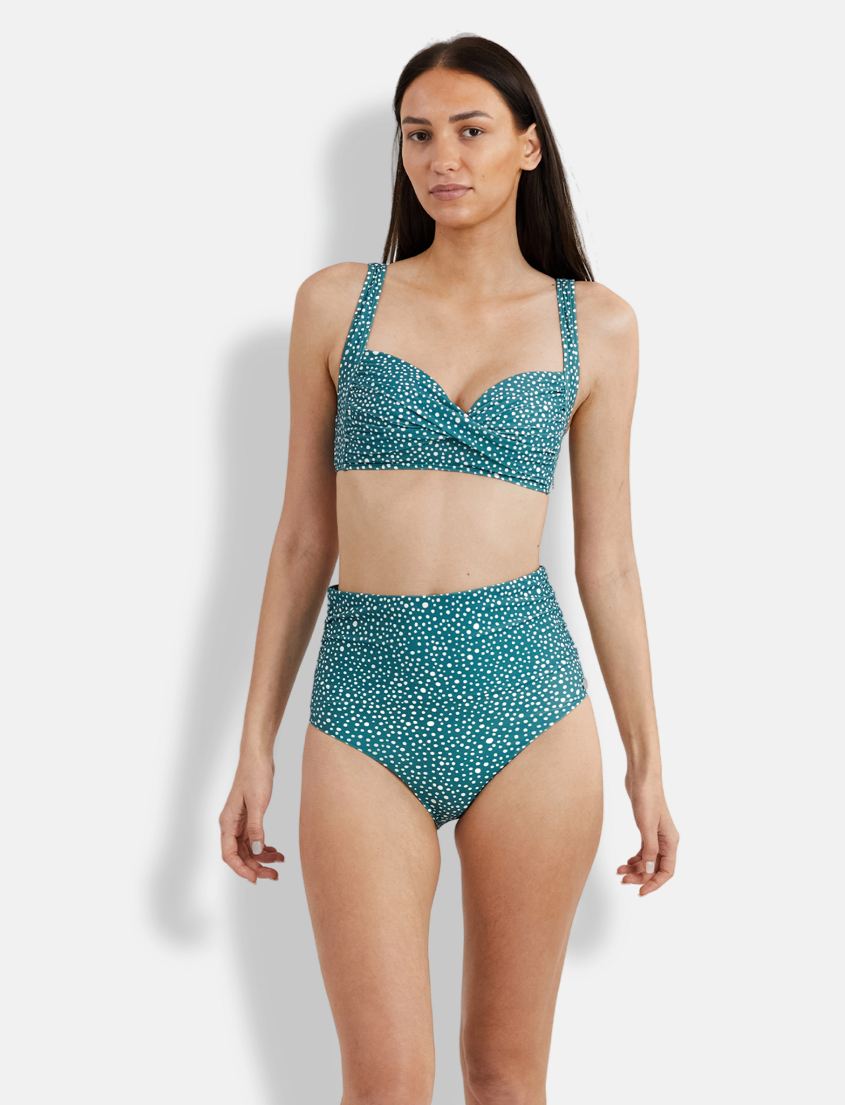 Panos Emporio Ditsy Dots Chara Bottom, 38, Bikini Unterteile, Grün - High Waist Bikinis, Frauen