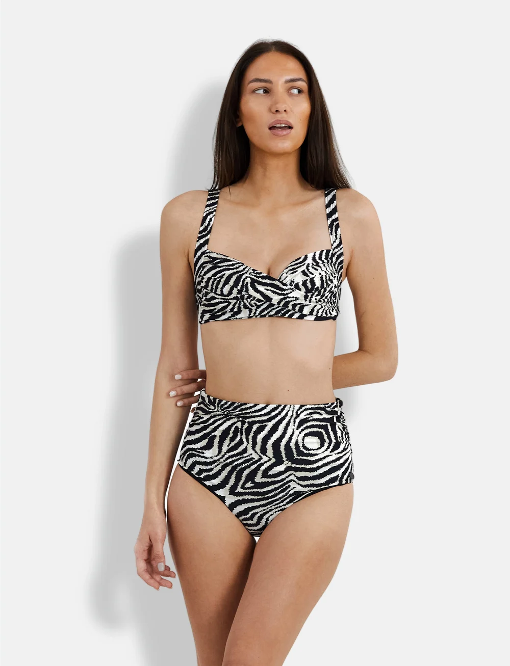 Panos Emporio - Zebra Medea Top - bandeau-bikini-oberteile - offwhite/black - 0