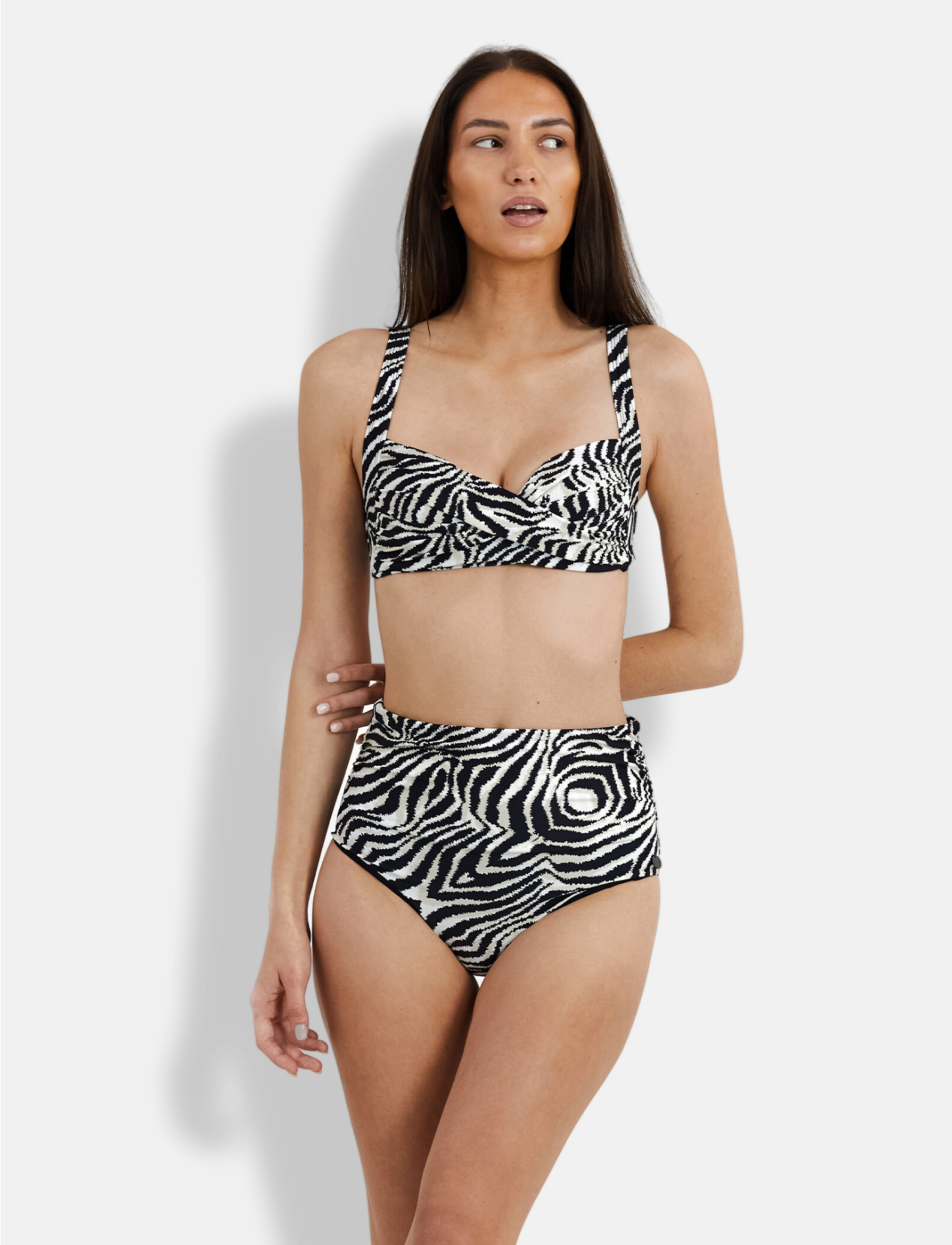 Panos Emporio Zebra Chara Bottom, 36, Bikini Unterteile, Schwarz - High Waist Bikinis, Frauen