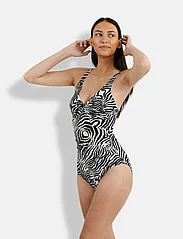 Panos Emporio - Zebra Simi Swimsuit - kostiumy kąpielowe - offwhite/black - 0
