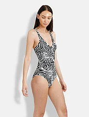 Panos Emporio - Zebra Simi Swimsuit - kostiumy kąpielowe - offwhite/black - 4
