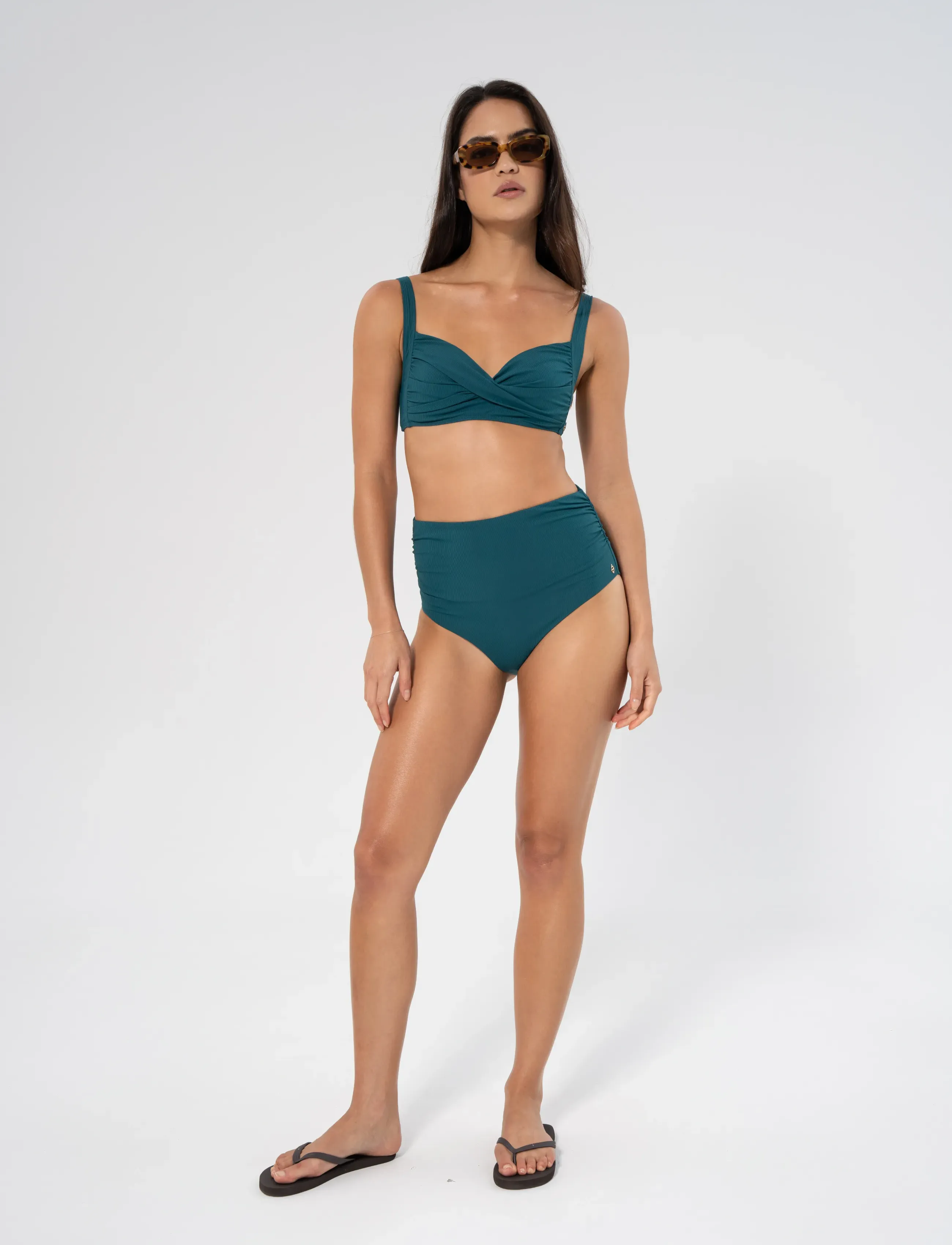Panos Emporio Rib Chara Bottom, 44, Bikini Unterteile, Grün - High Waist Bikinis, Frauen