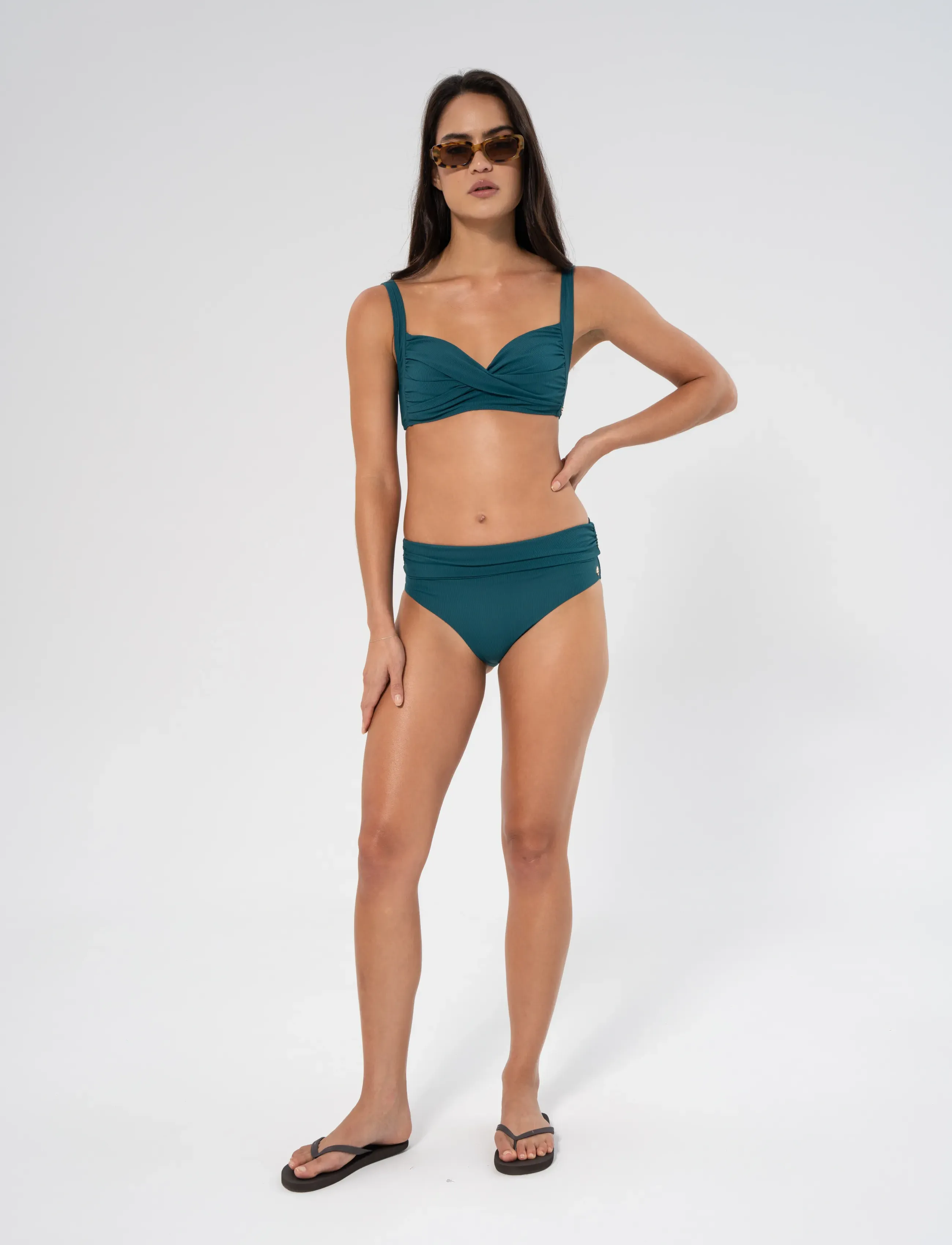 Panos Emporio - Rib Chara bottom - bikinitruser med høyt liv - lagoon - 4