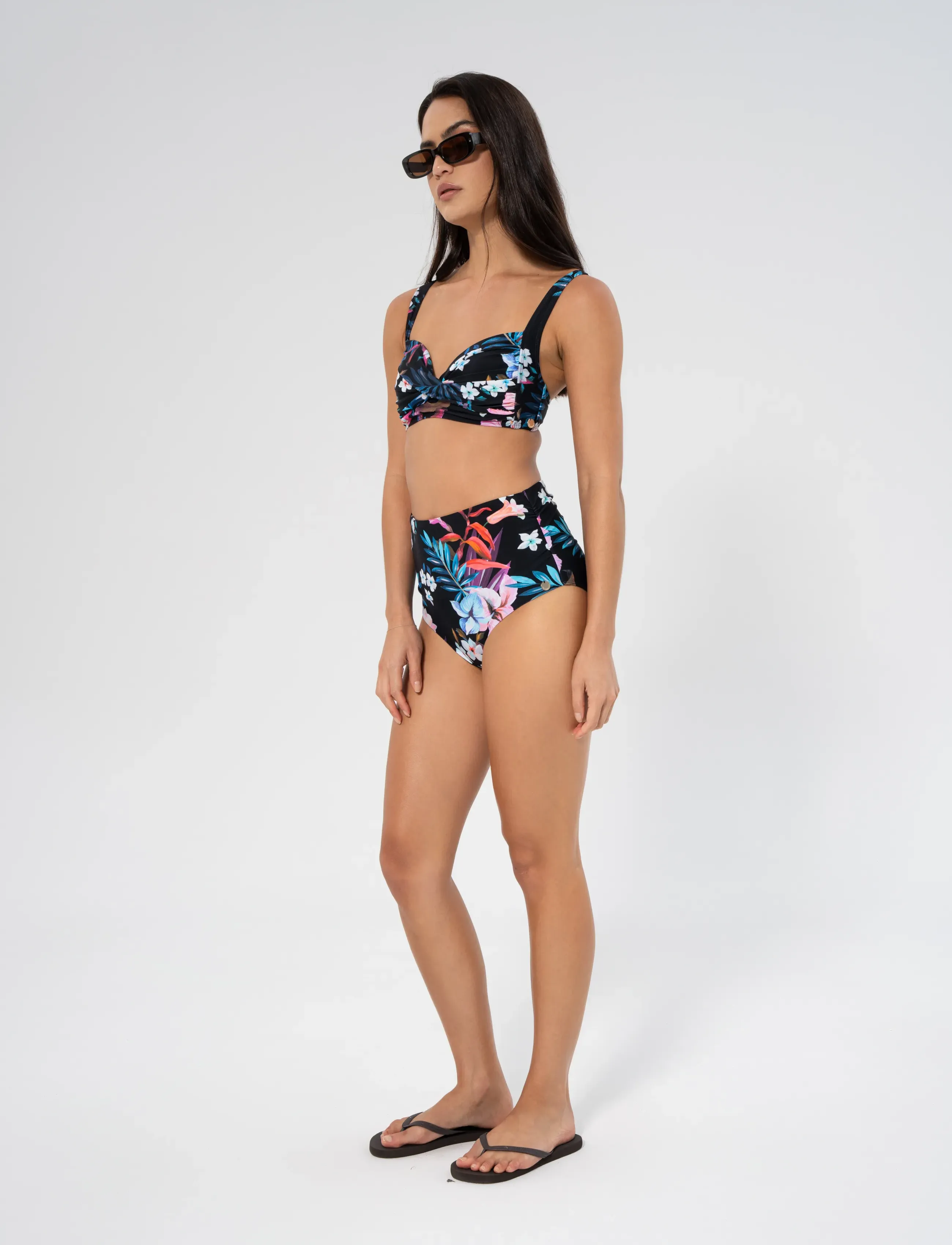 Panos Emporio - Night Jungle Medea top - kolmnurksed bikiinide ülaosad - black - 2