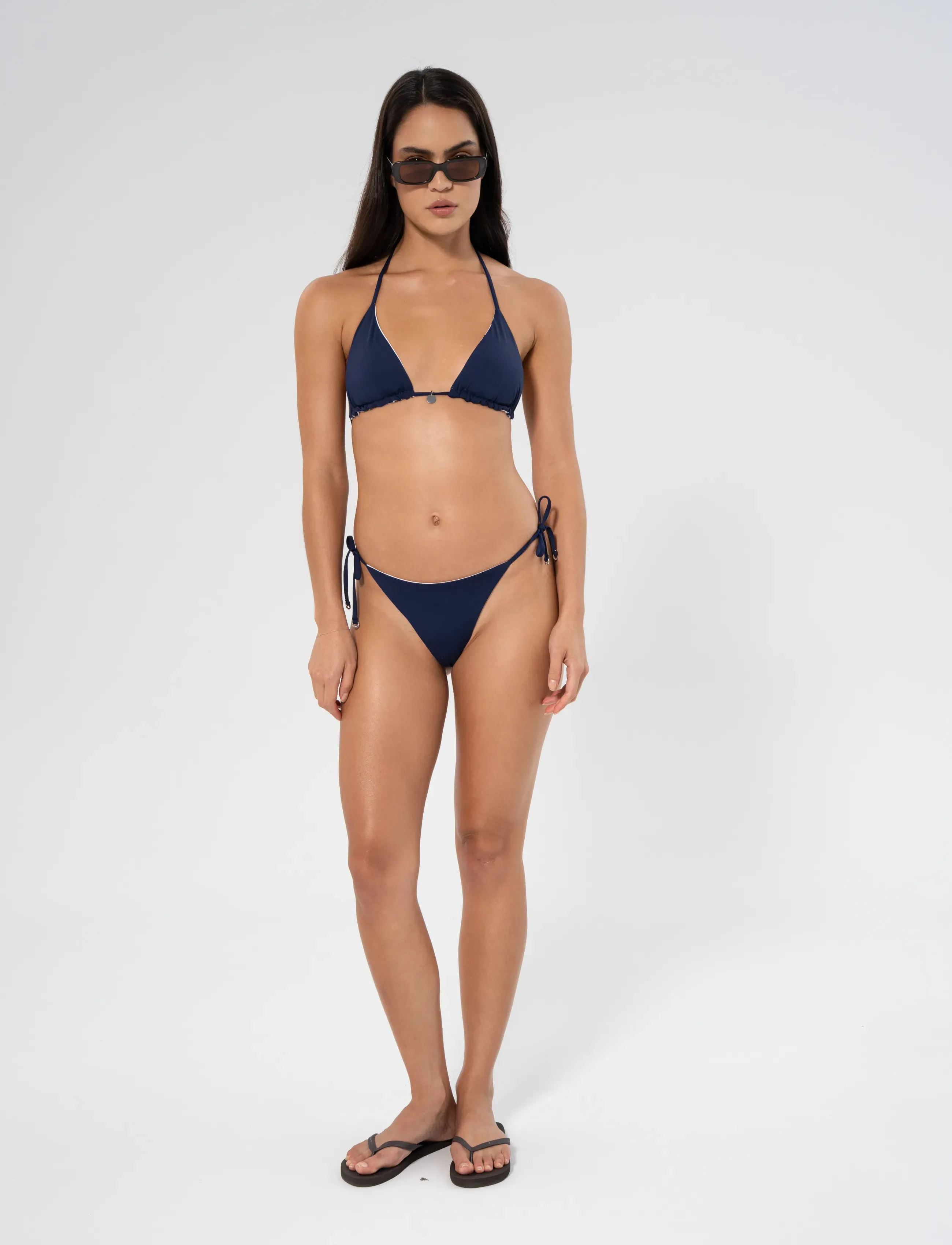 Panos Emporio - Polka Dot Iliana Reversible Bottom - side tie bikinier - white/navy - 2