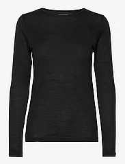 Panos Emporio - Wool/Tencel Tee Long Sleeve - langärmlige tops - black - 0
