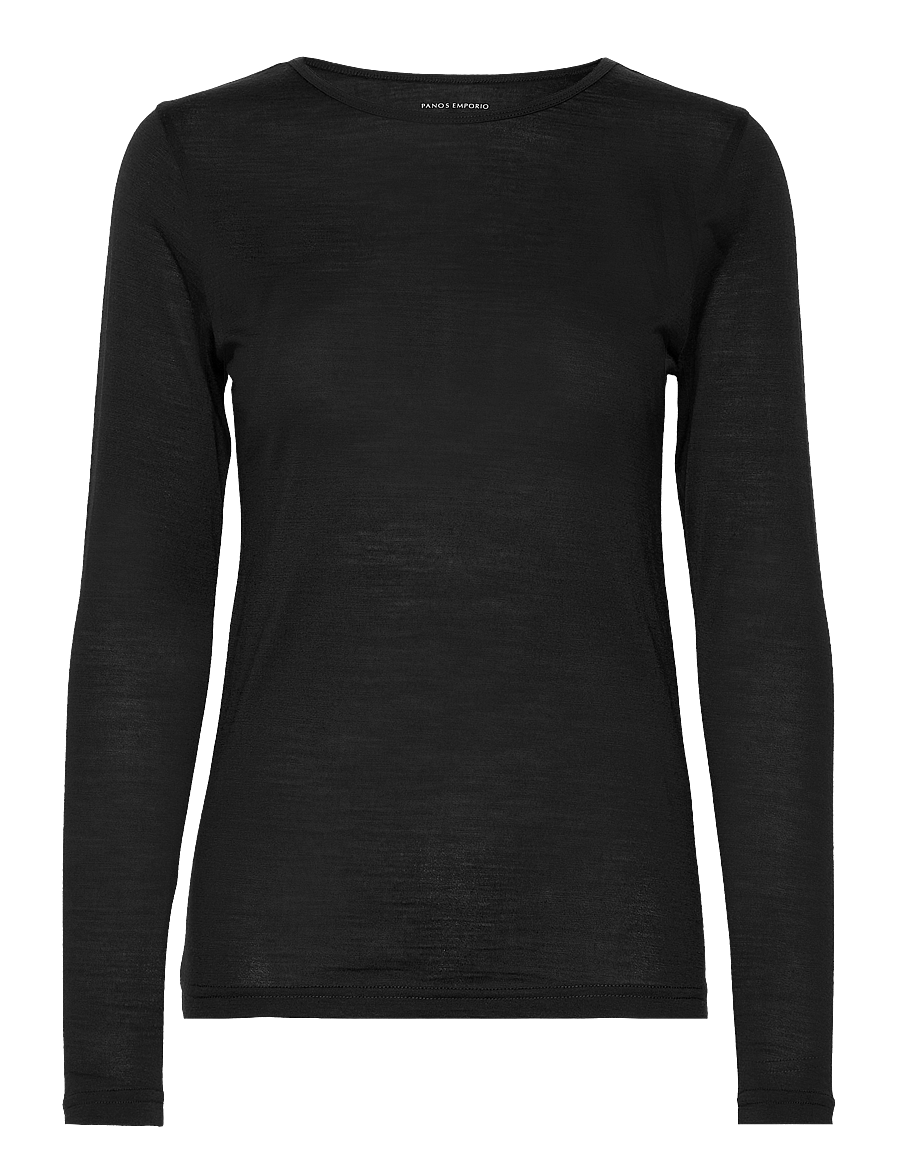 Panos Emporio - Wool/Tencel Long Sleeve - oberteile - black - 1