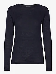 Panos Emporio - Wool/Tencel Tee Long Sleeve - long-sleeved tops - dark navy - 0