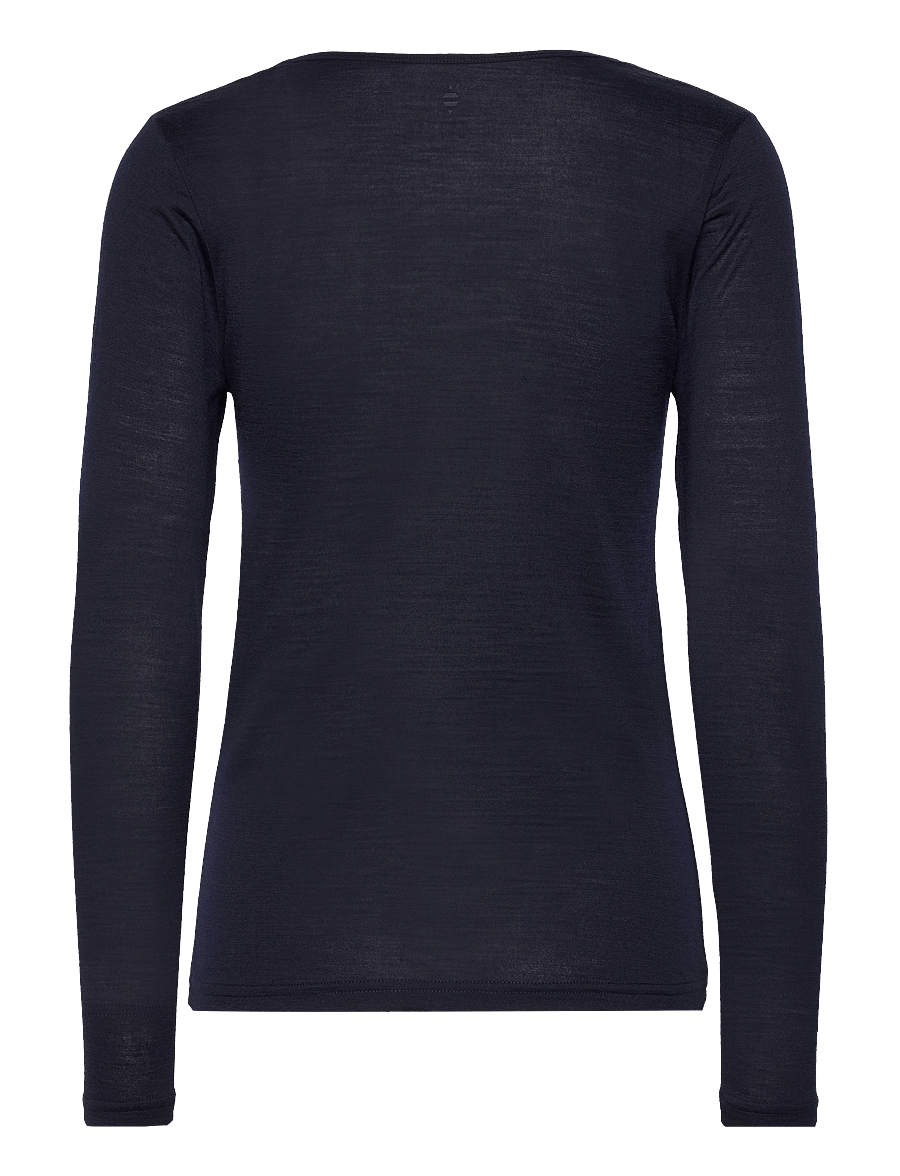 Panos Emporio - Wool/Tencel Long Sleeve - toppar - dark navy - 2