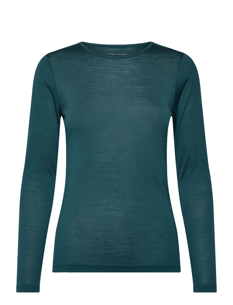 Panos Emporio - Wool/Tencel Long Sleeve - overdele - deep teal - 0