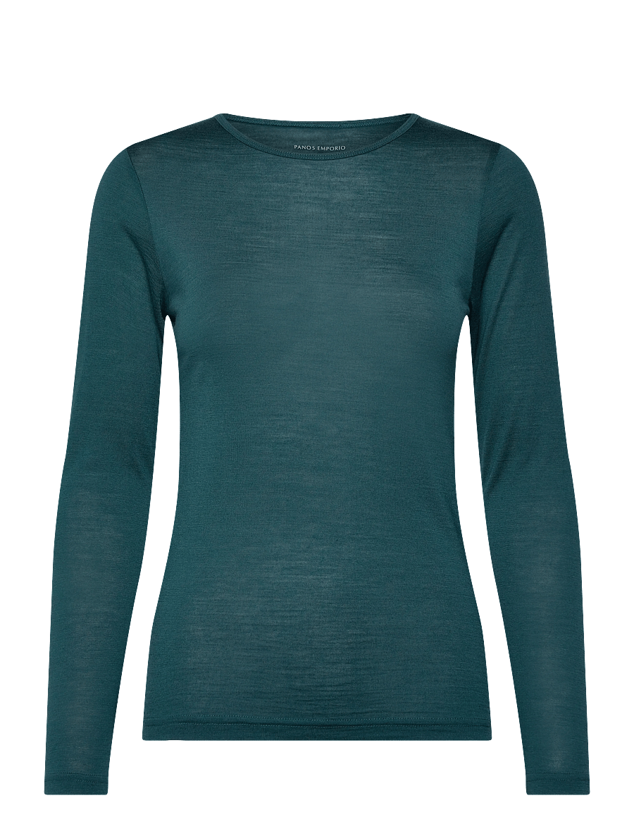 Panos Emporio - Wool/Tencel Long Sleeve - hauts - deep teal - 0