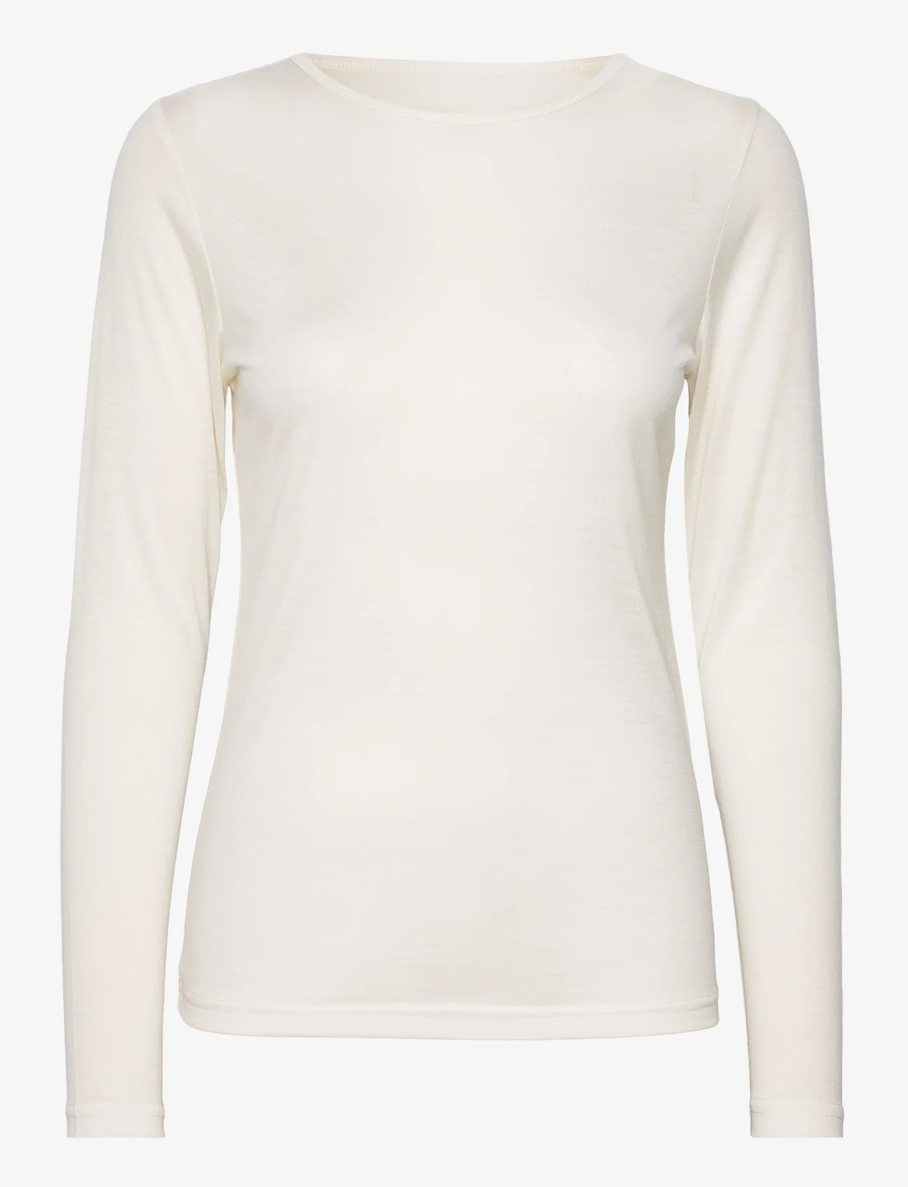 Panos Emporio - Wool/Tencel Tee Long Sleeve - t-shirts met lange mouwen - offwhite - 0