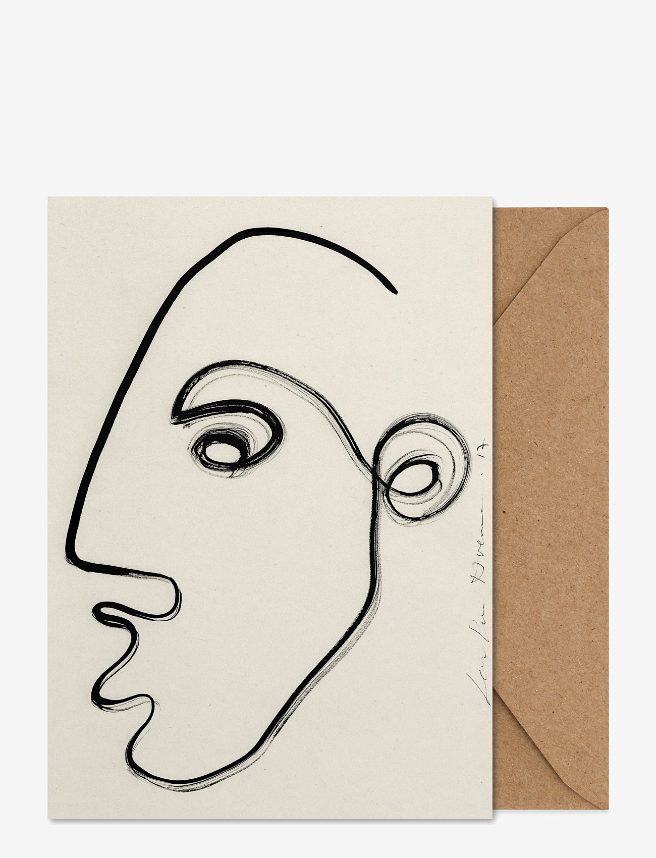 Paper Collective - These Days - Folded A5 Art Card - beige, black, white, red, pink - 0