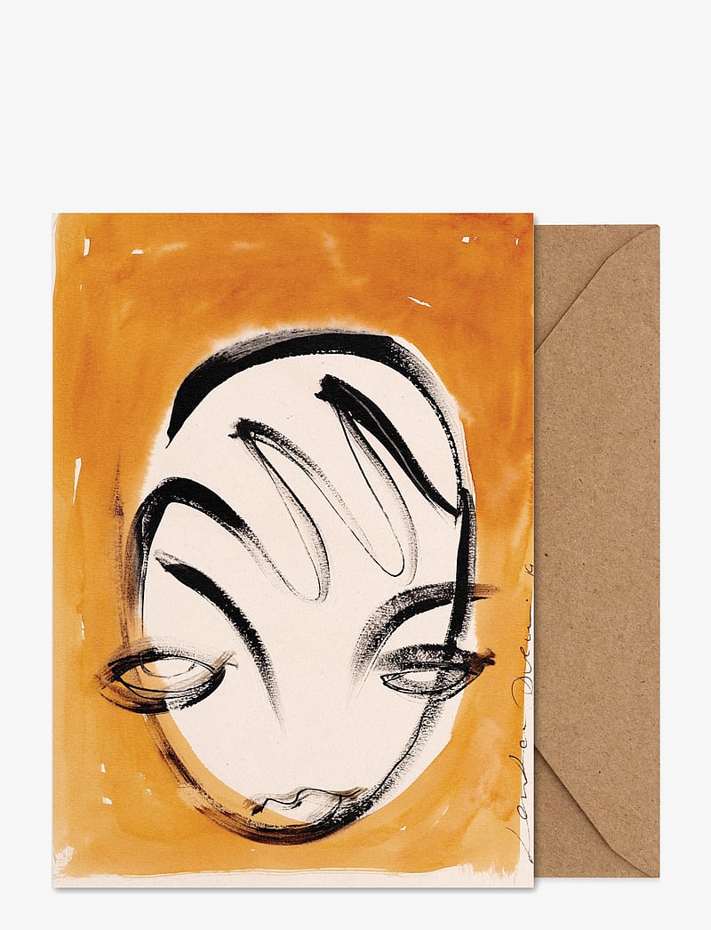 Paper Collective - La Nuit - Folded A5 Art Card - orange, black, white, beige - 0