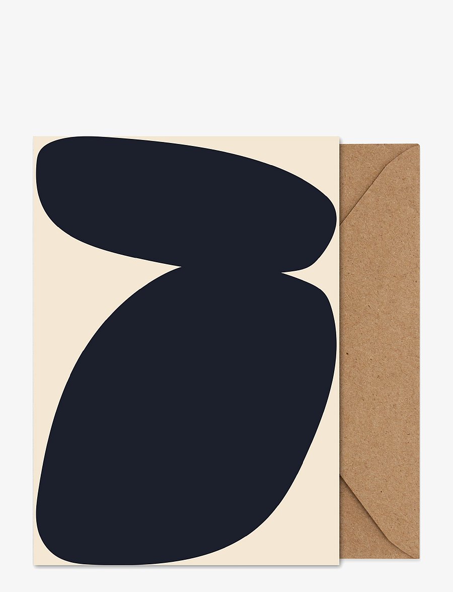 Paper Collective - Solid Shapes 03 - Folded A5 Art Card - beige, black - 0