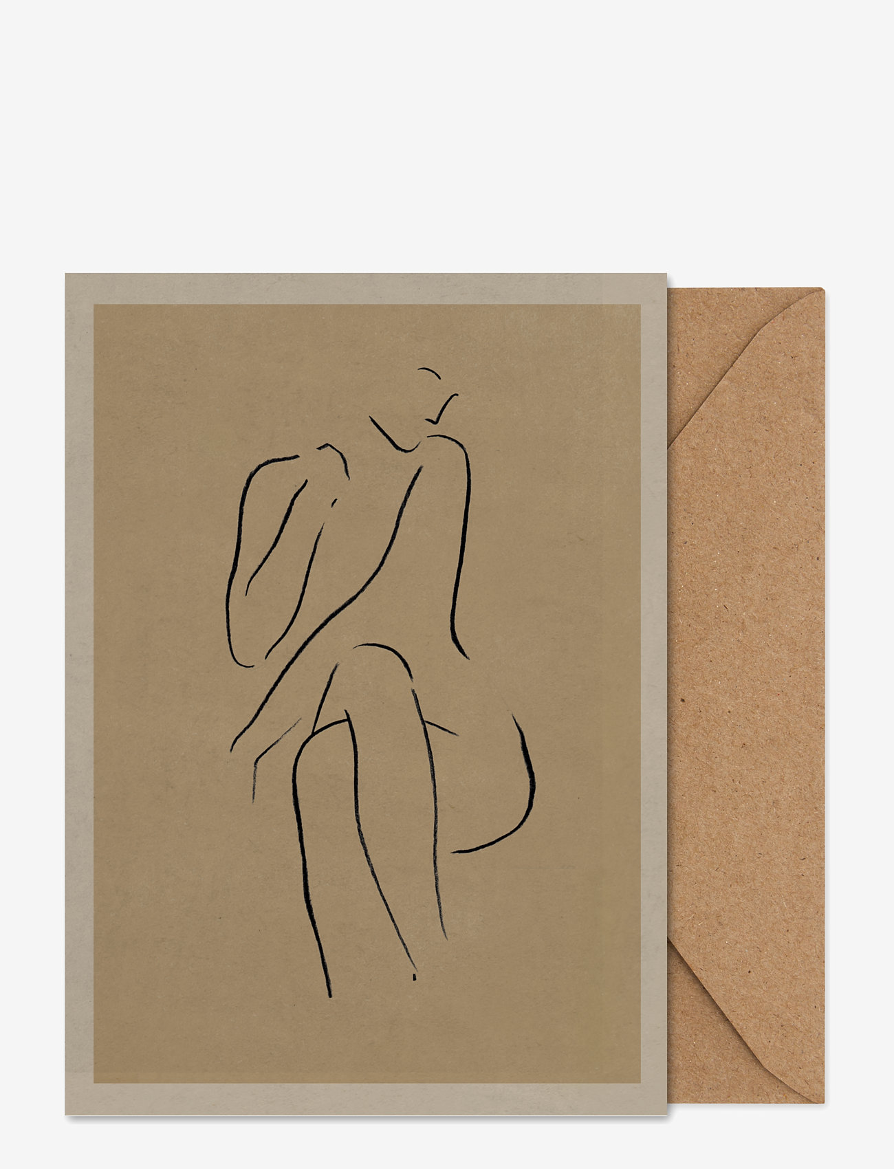 Paper Collective - Grace I - Folded A5 Art Card - beige, brown, black - 0