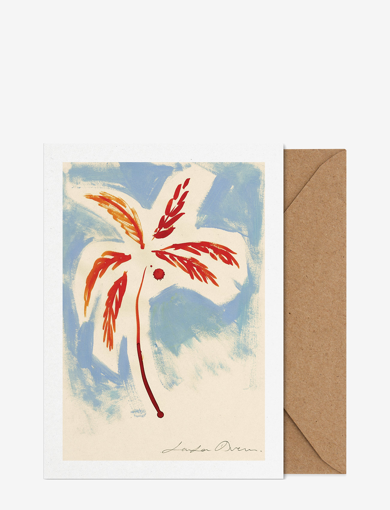Paper Collective - Stormy Palm - Folded A5 Art Card - white, grey, beige, light blue, orange, brown - 0