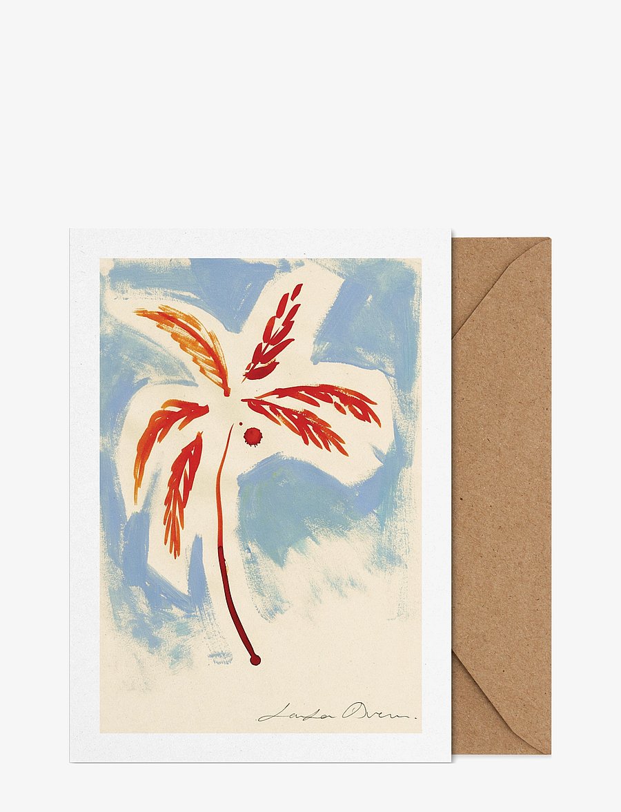 Paper Collective - Stormy Palm - Folded A5 Art Card - white, grey, beige, light blue, orange, brown - 0