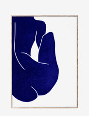 Linocut II - 50x70 cm - WHITE, BLUE