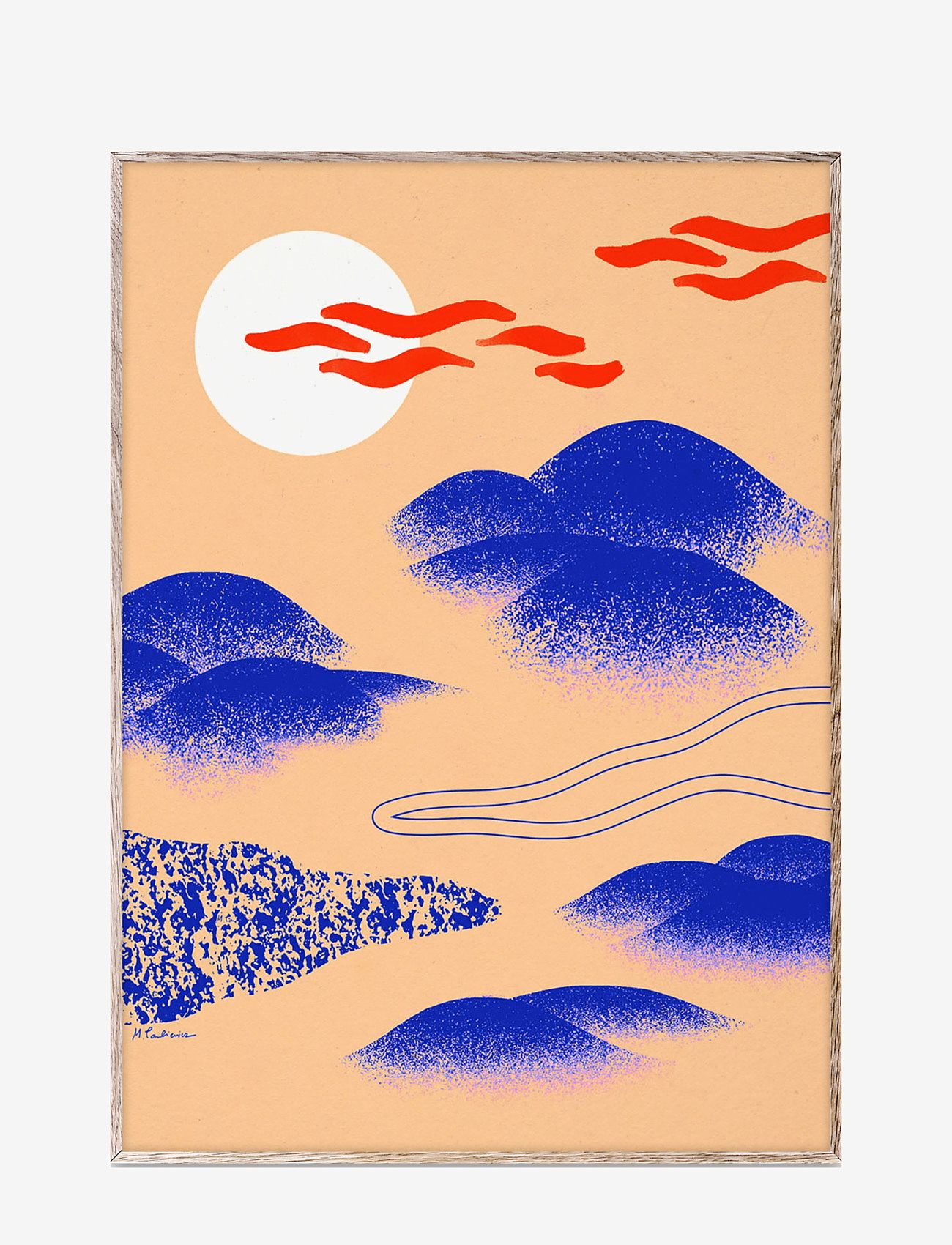 Paper Collective - Japanese Hills - 30x40 - laveste priser - nude, blue, red - 0