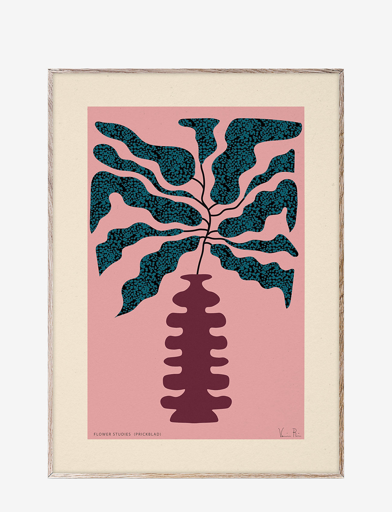 Paper Collective - Flower Studies 01 (Prickblad) - 50x70 - kasvitieteellinen - pink, red, green - 0