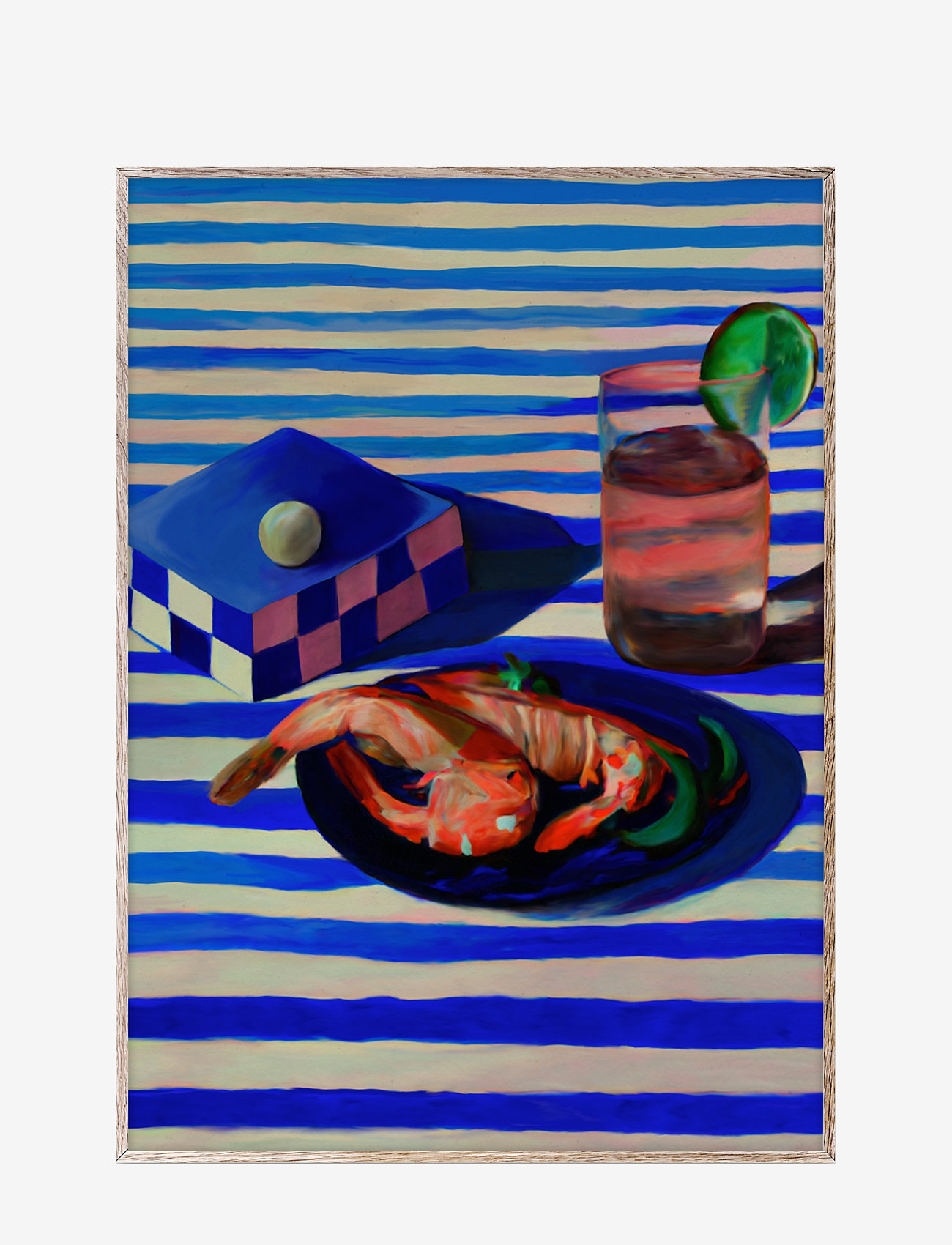 Paper Collective - Shrimp & Stripes - 50x70 - blue, white, red - 0