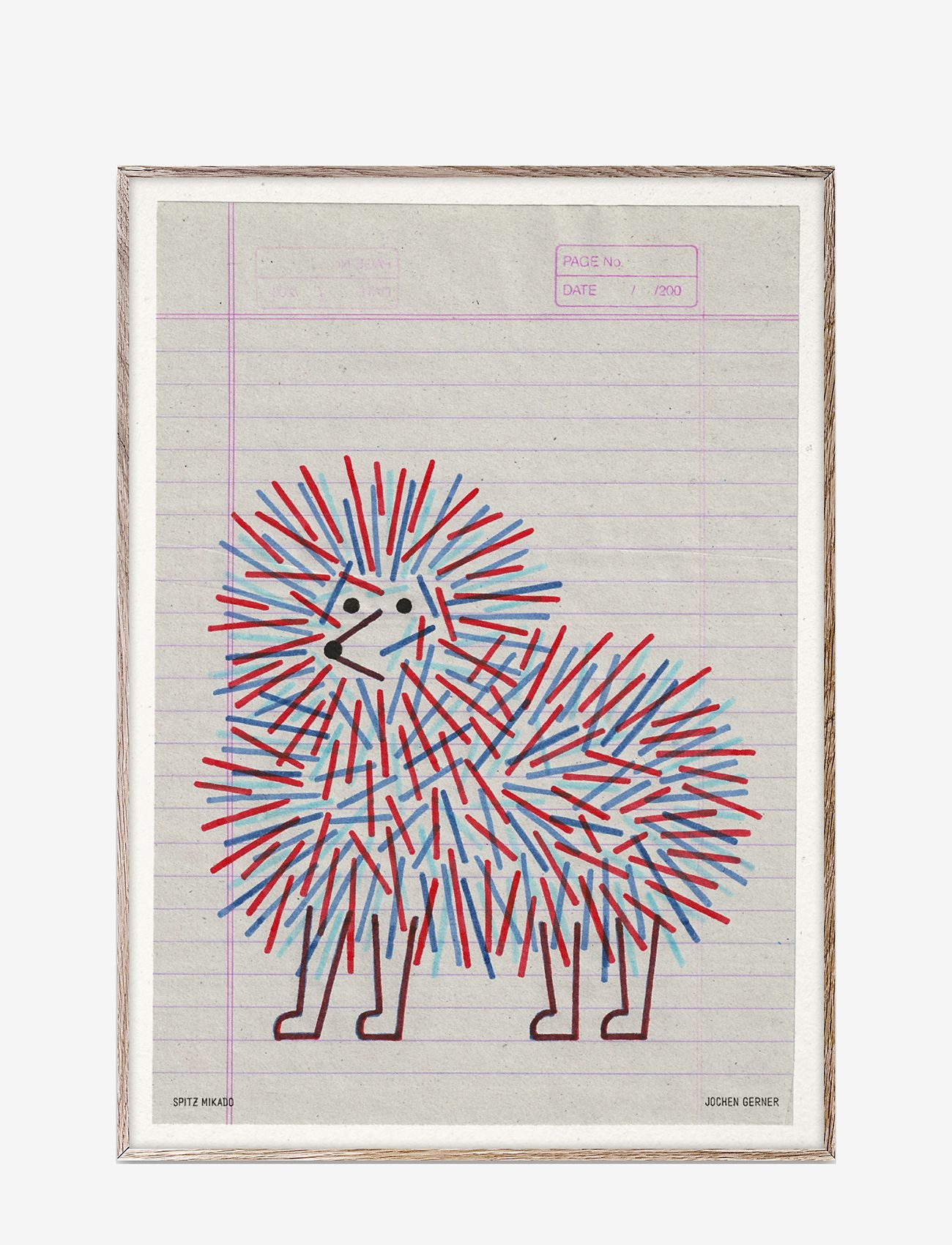 Paper Collective - Dog Sketch 04 - red, blue, beige - 0